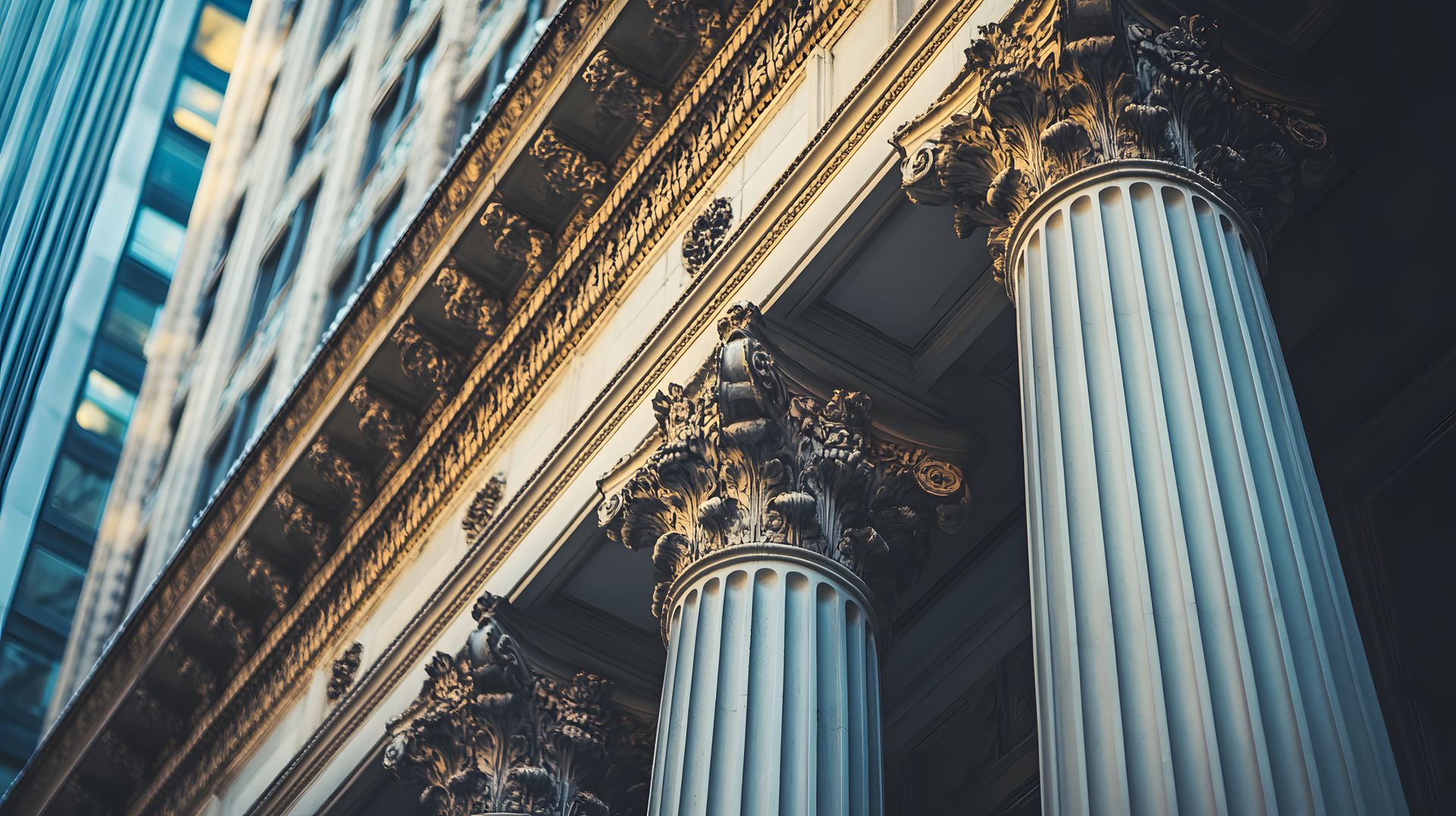 Classical financial district columns